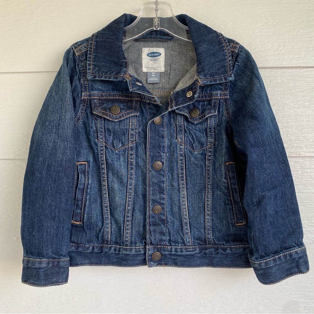 💙🖤 OLD NAVY Denim Jacket Dark Wash Size 4T Button Snap